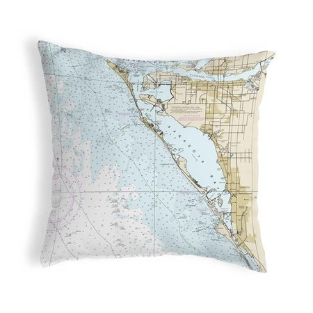 BETSY DRAKE Betsy Drake NC11424S Sarasota Bay; FL Nautical Map Noncorded Indoor & Outdoor Pillow - 18 x 18 in. NC11424S